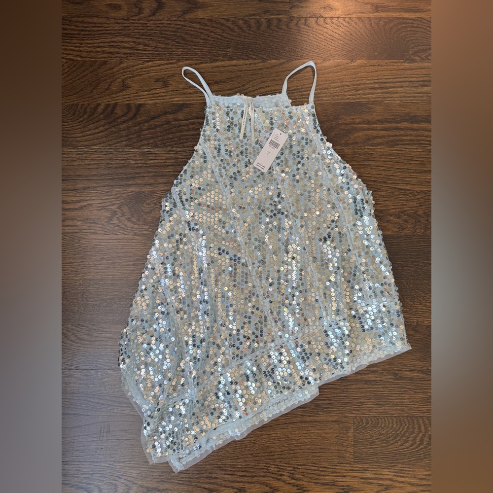 Anthropologie Silver and Blue Tank Top